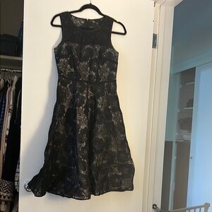 Ann Taylor Black Sleeveless A-Line Midi Dress